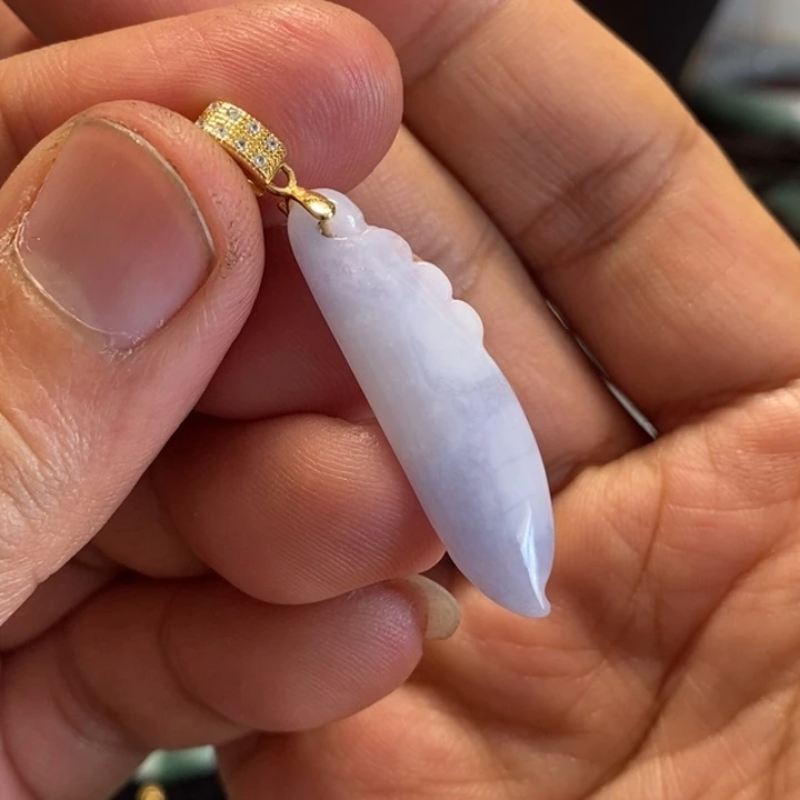 翡翠未镶嵌颈饰天然缅甸翡翠A货紫福瓜吊坠