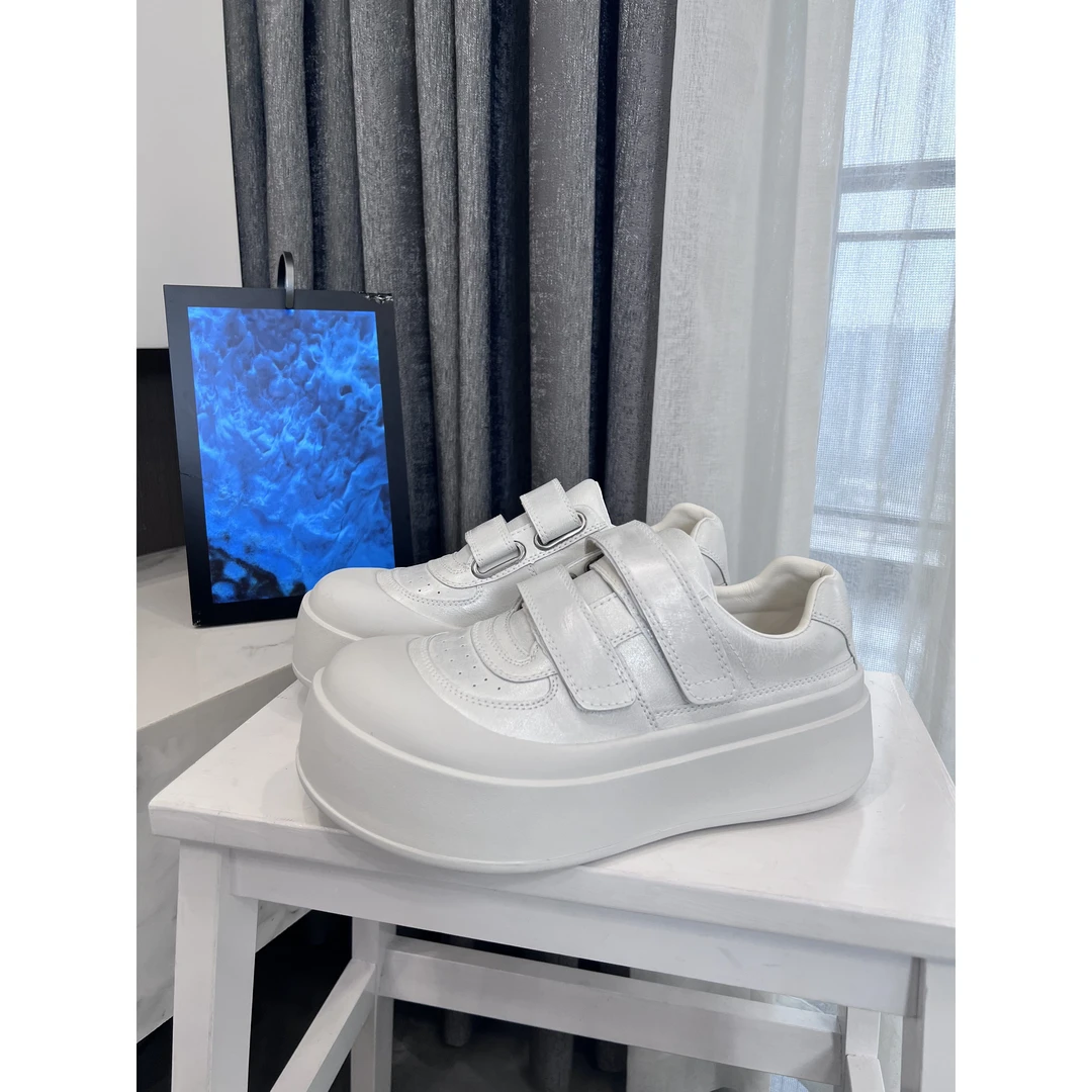 魔术贴厚底大头小白鞋擦色板鞋休闲鞋