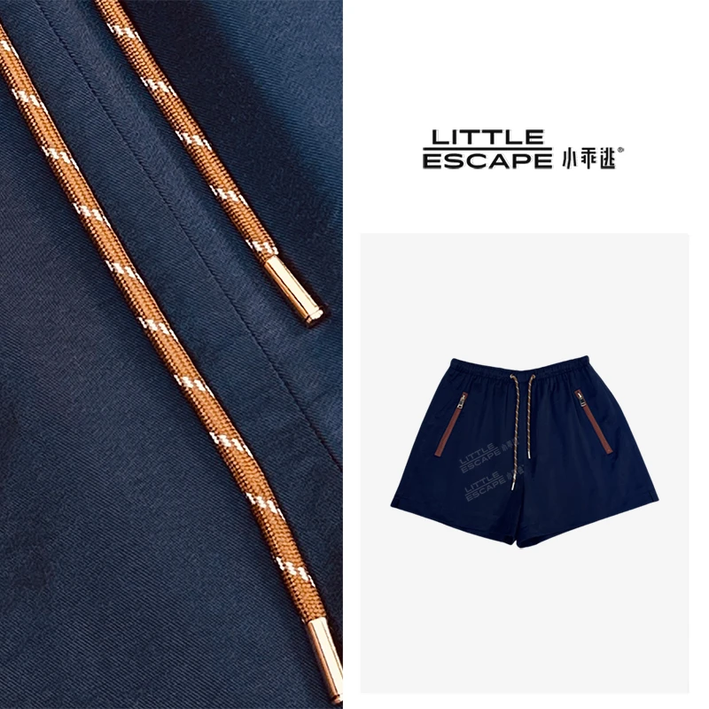 小乖逃X迪迪升级短裤藏蓝短裤拉链抽绳直筒阔腿裤卡其短裤S25370