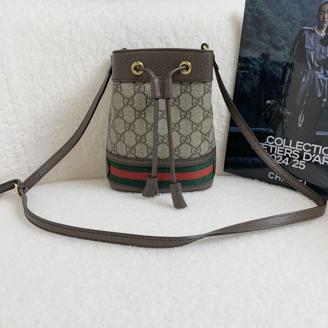 99新 GUCCI/古驰 壹臻/老花op mini水桶包16425701