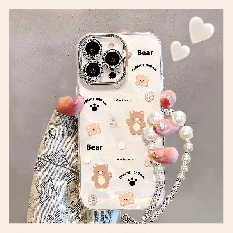 可爱小熊适用苹果16Promax手机壳女新款iPhone15小清新简约14plus