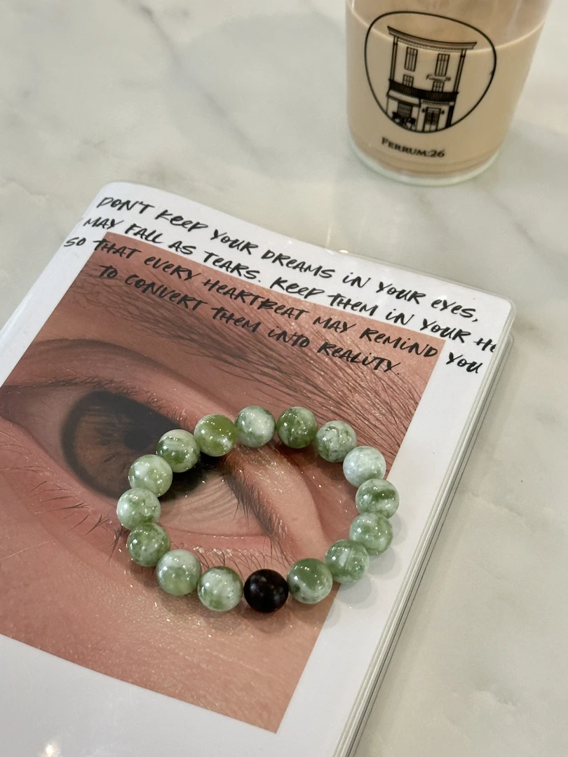 【道田】原创天然水晶岫玉青提奶盖降真香