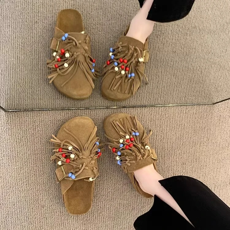 2025春季新款包头拖女鞋百搭时尚女士小众原创个性女鞋潮流酷美式