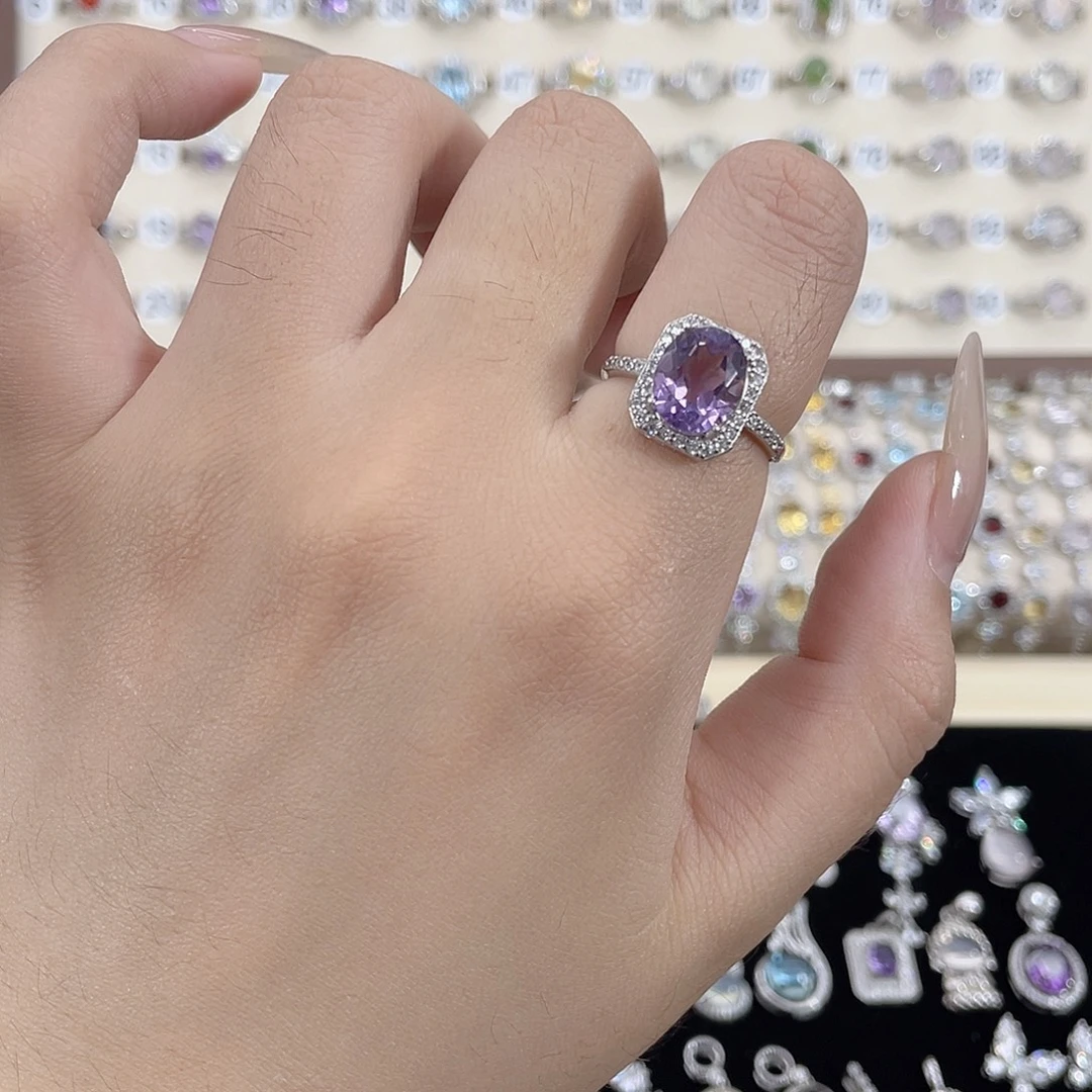 银S925镶嵌戒指紫晶