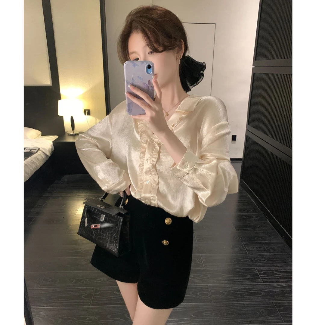 【芝士Cheese】宁曼 法式丝绒显瘦a字小个子精致气质短裤秋冬加厚