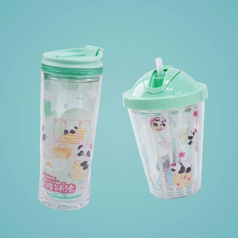 长隆纪念熊猫妹猪开口杯吸管杯创意简约防摔