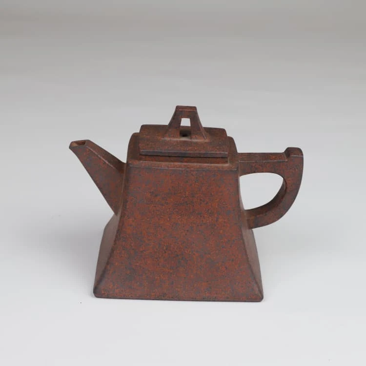 壶楼古居+方钟壶+350CC+黄龙山原矿紫泥+半手工制作+神飚紫砂艺术