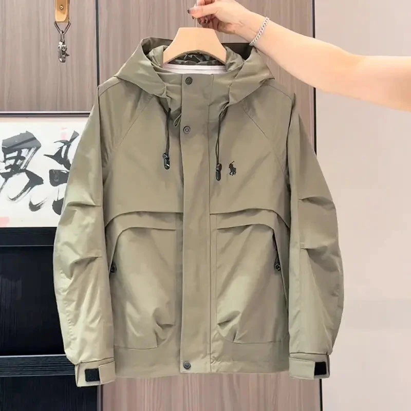秋季夹克外套男士2025新款休闲百搭工装春秋季高级感美式连帽衫男