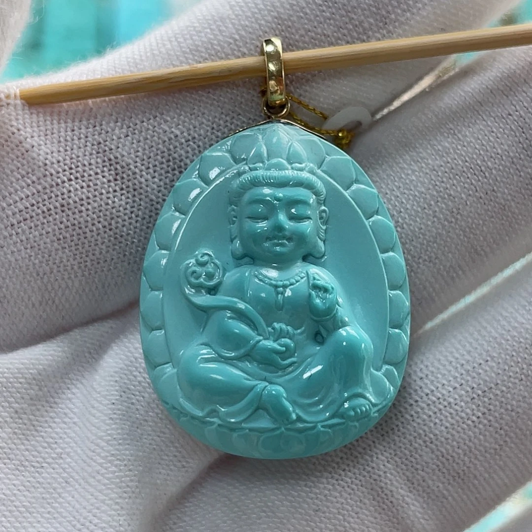 绿松石珠宝奇石18K金镶嵌