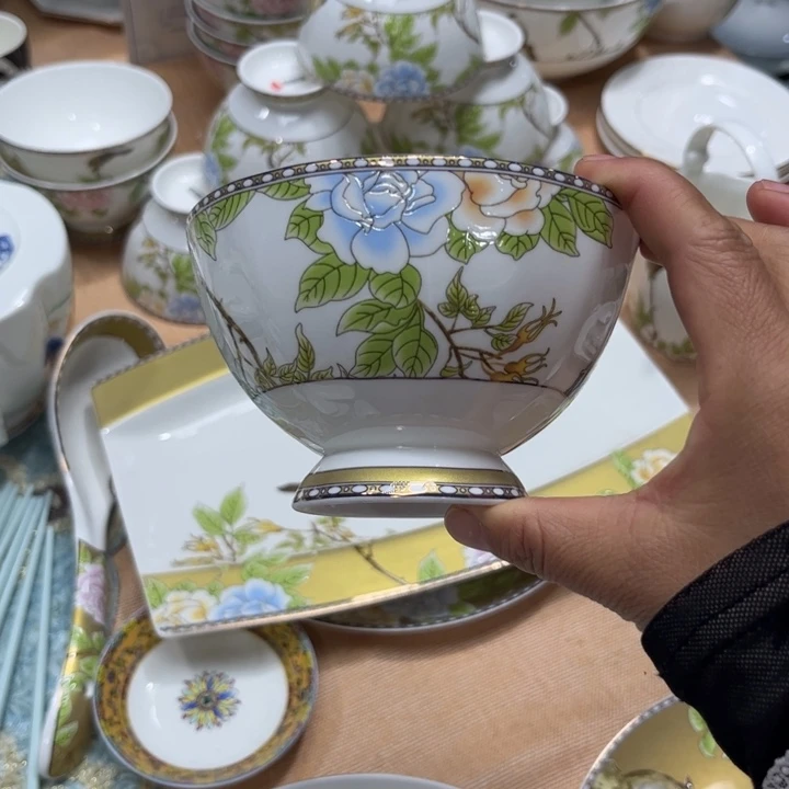 瓷片琴瑟和鸣碗六个4.5寸