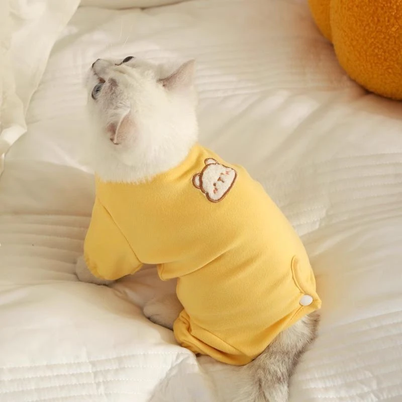 猫咪衣服秋冬季防掉毛睡衣护肚子防着凉宠物猫猫小猫四脚衣TTT