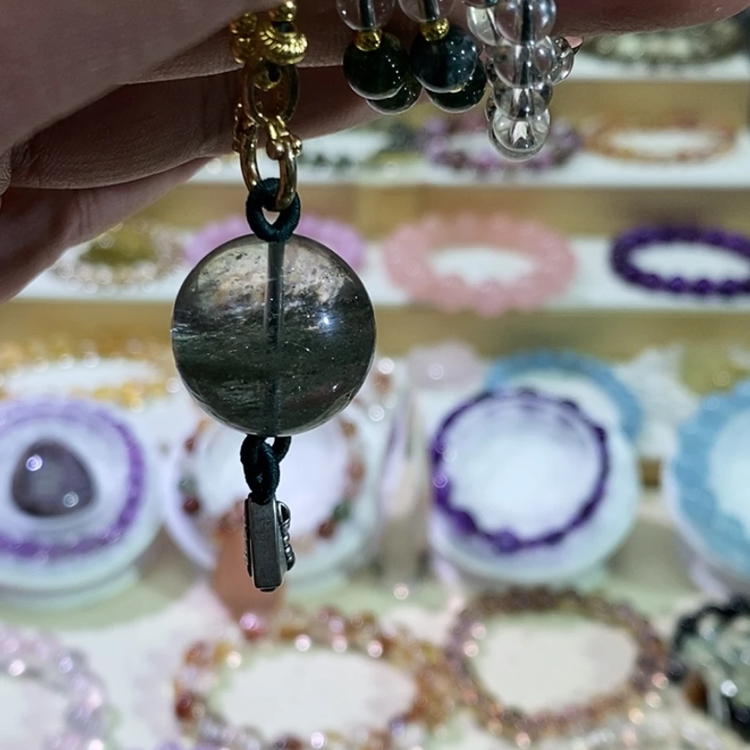 福***福未镶嵌手链水晶巴西绿幽灵半盆吊坠