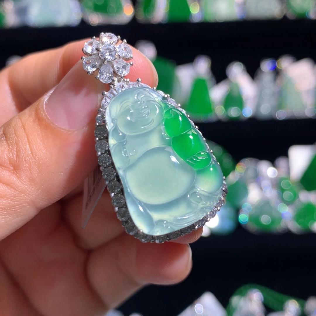 【闪购商品】翡翠银S925镶嵌颈饰天然翡翠