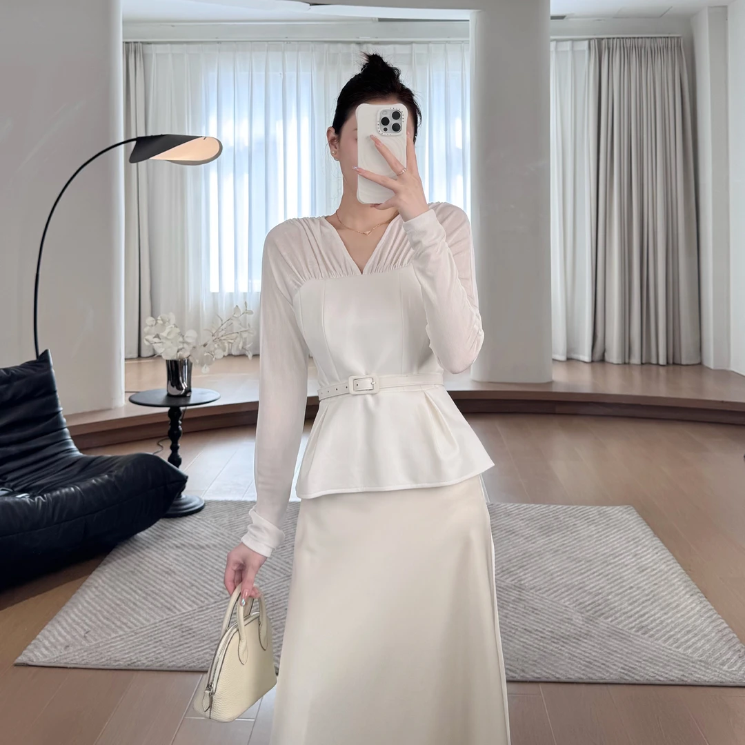 利祯新款【闲暇时光】春季时尚气质长袖洋气网纱衬衫LZ1467