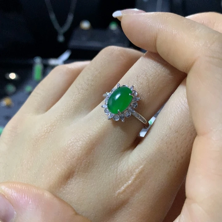 翡翠银S925镶嵌戒指