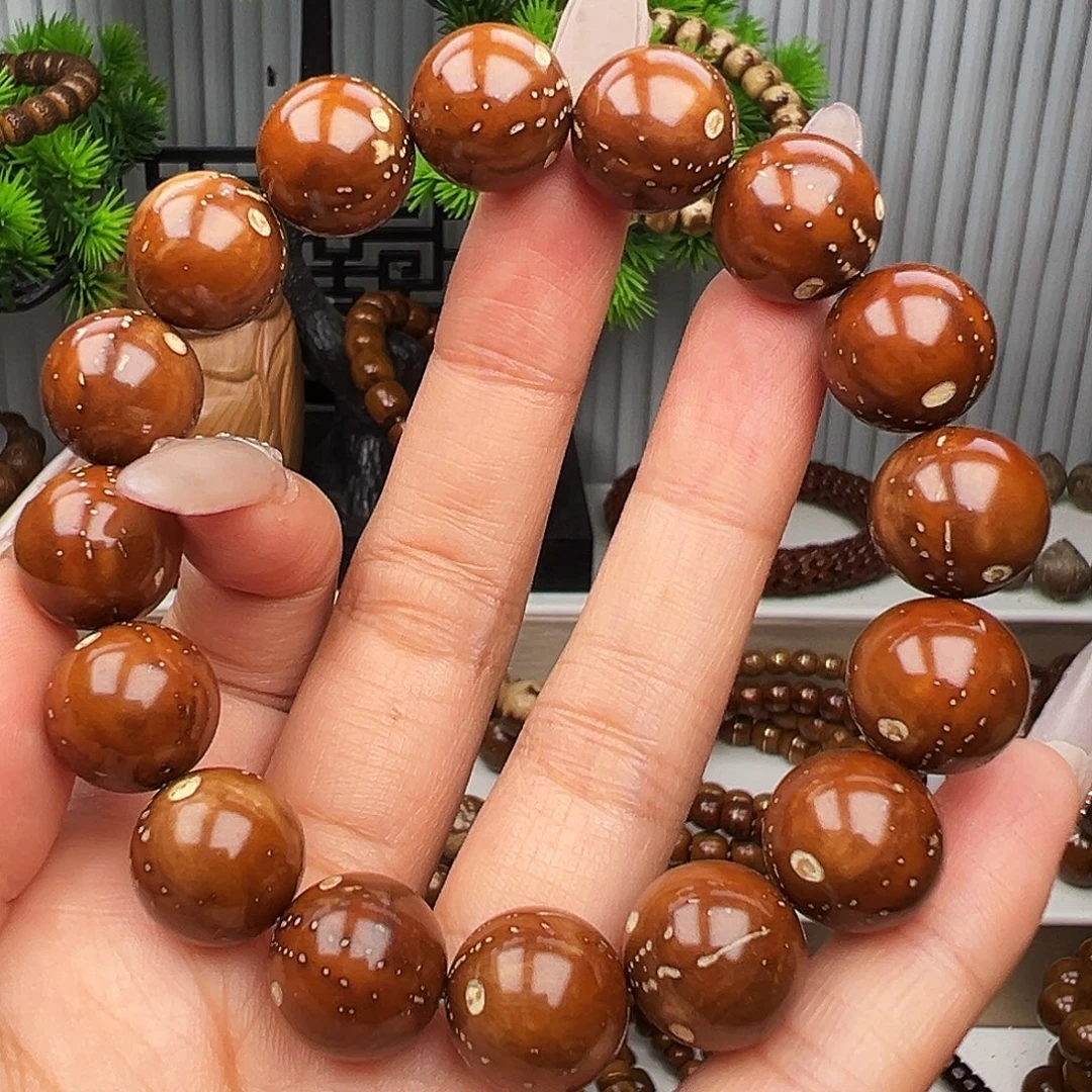 紫金鼠手串卡14半实心花皮光珠