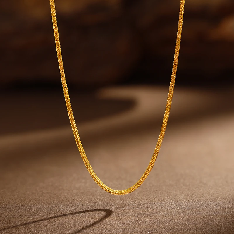 链子足银 足银999.9链女肖邦项链精致时尚百搭素链可调节手工细款