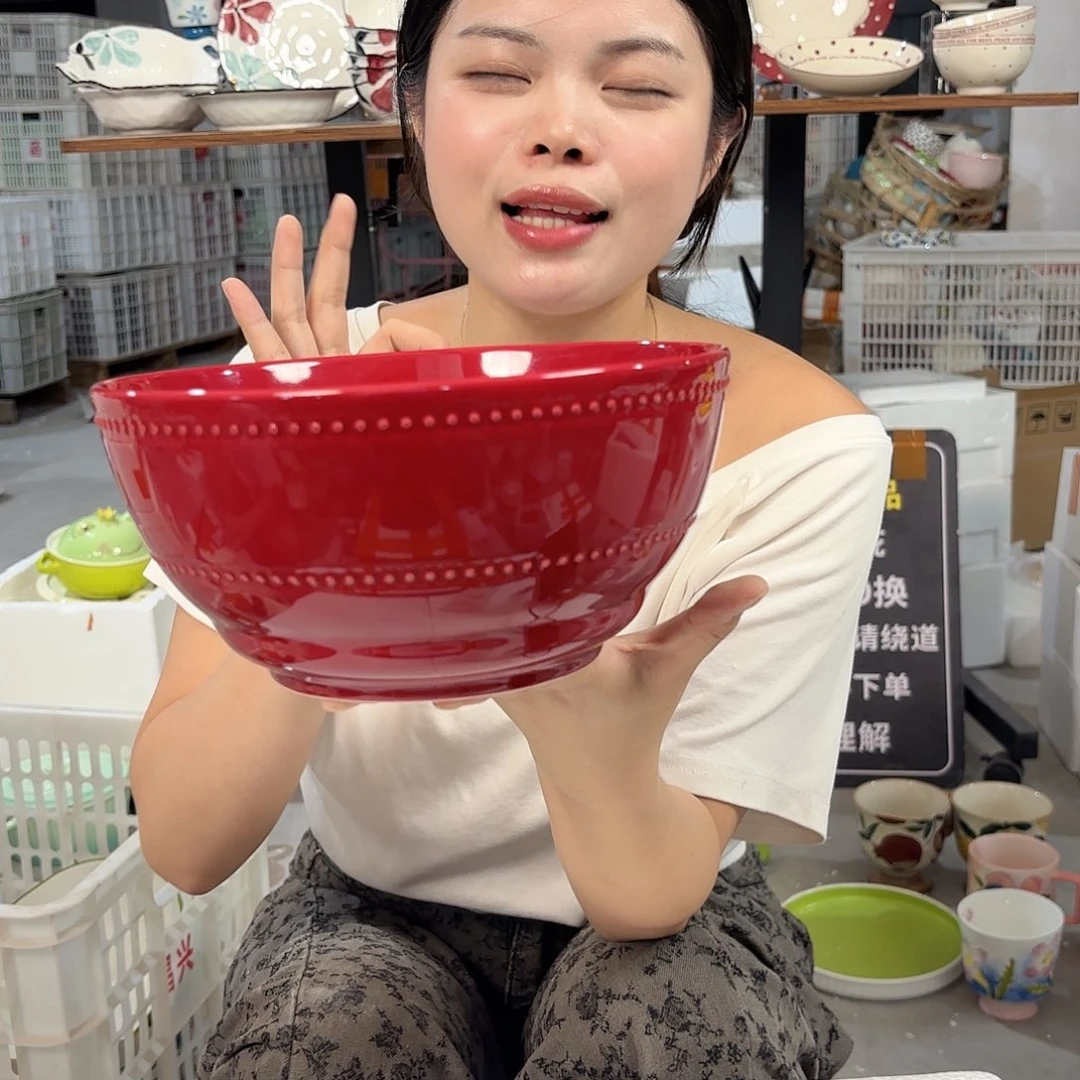 瓷微瑕陶瓷餐具釉下彩8寸碗