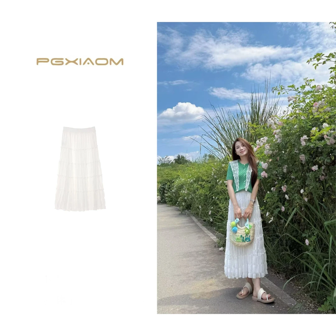 【PGXIAOM】润秀定制温柔风白色蛋糕裙QZ9730