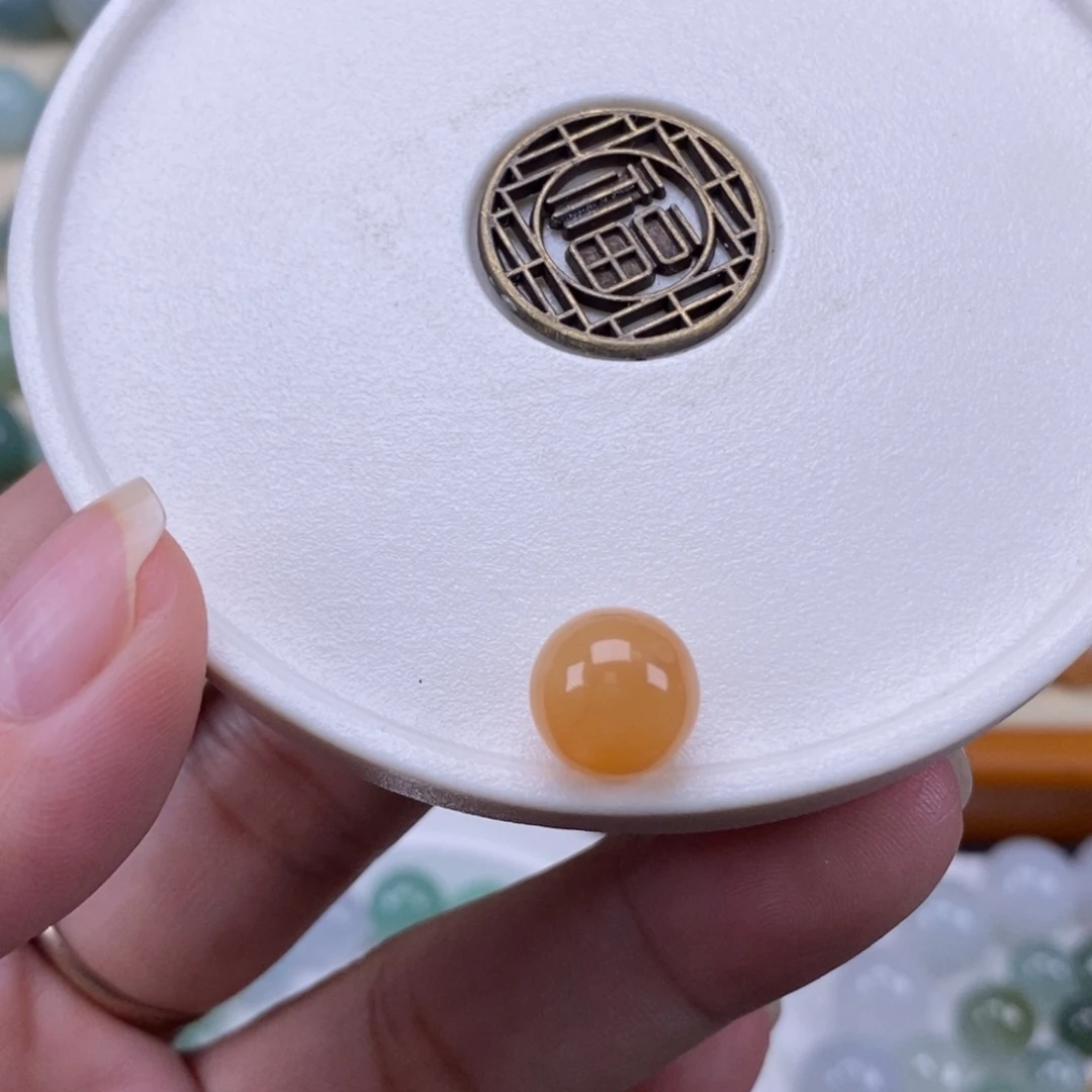 翡翠散珠天然翡翠a货橘红卡9.8