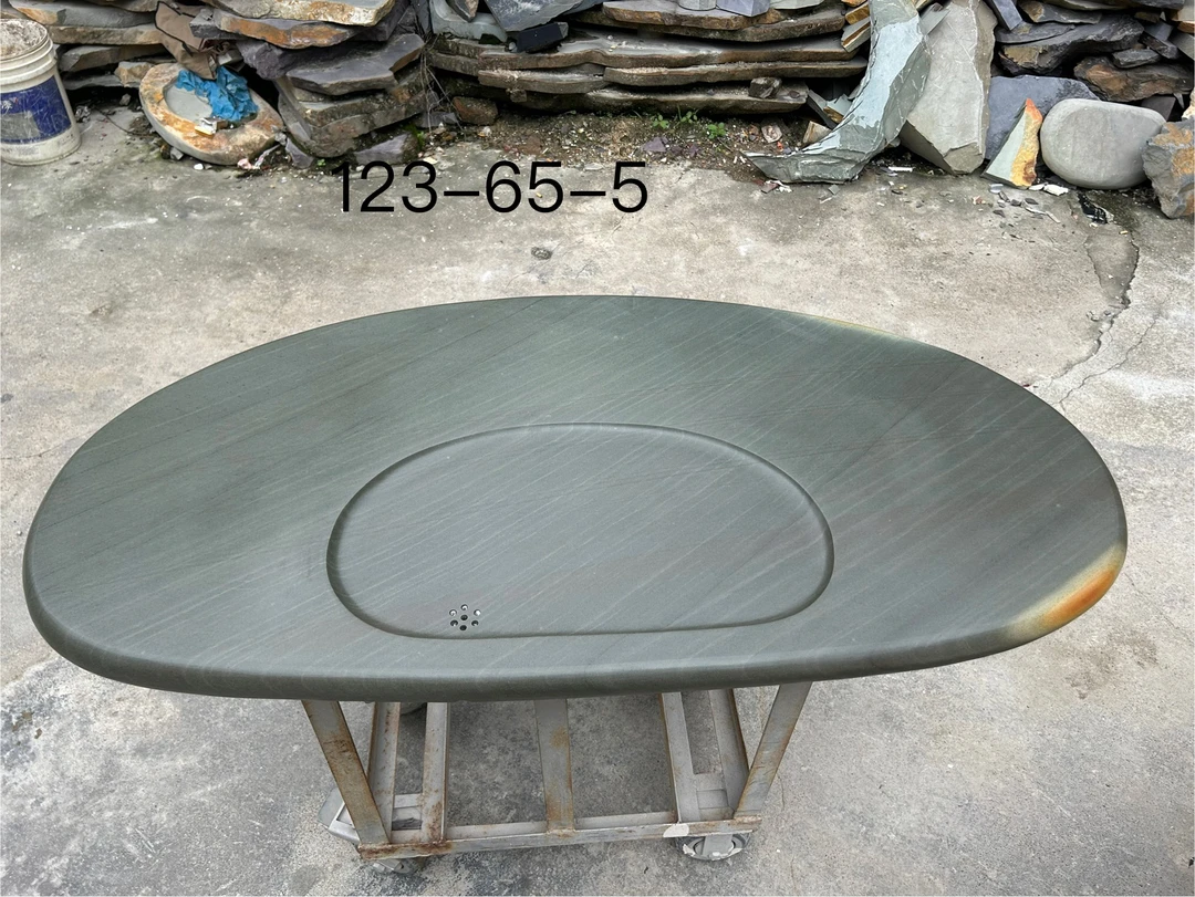 天然石茶台流水茶盘天然的石色整板整料一体雕刻手工制作