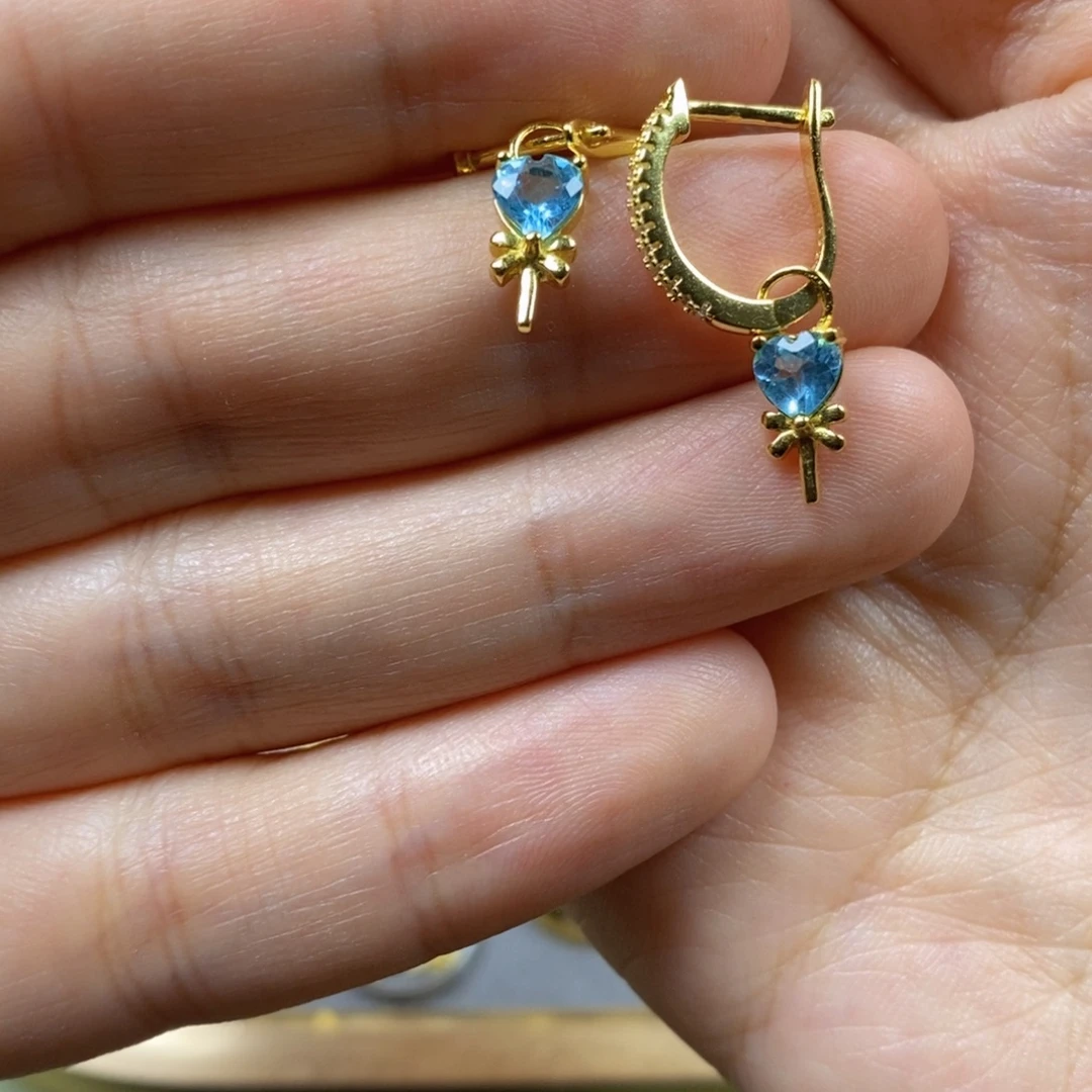 银S925镶嵌磷灰石耳饰