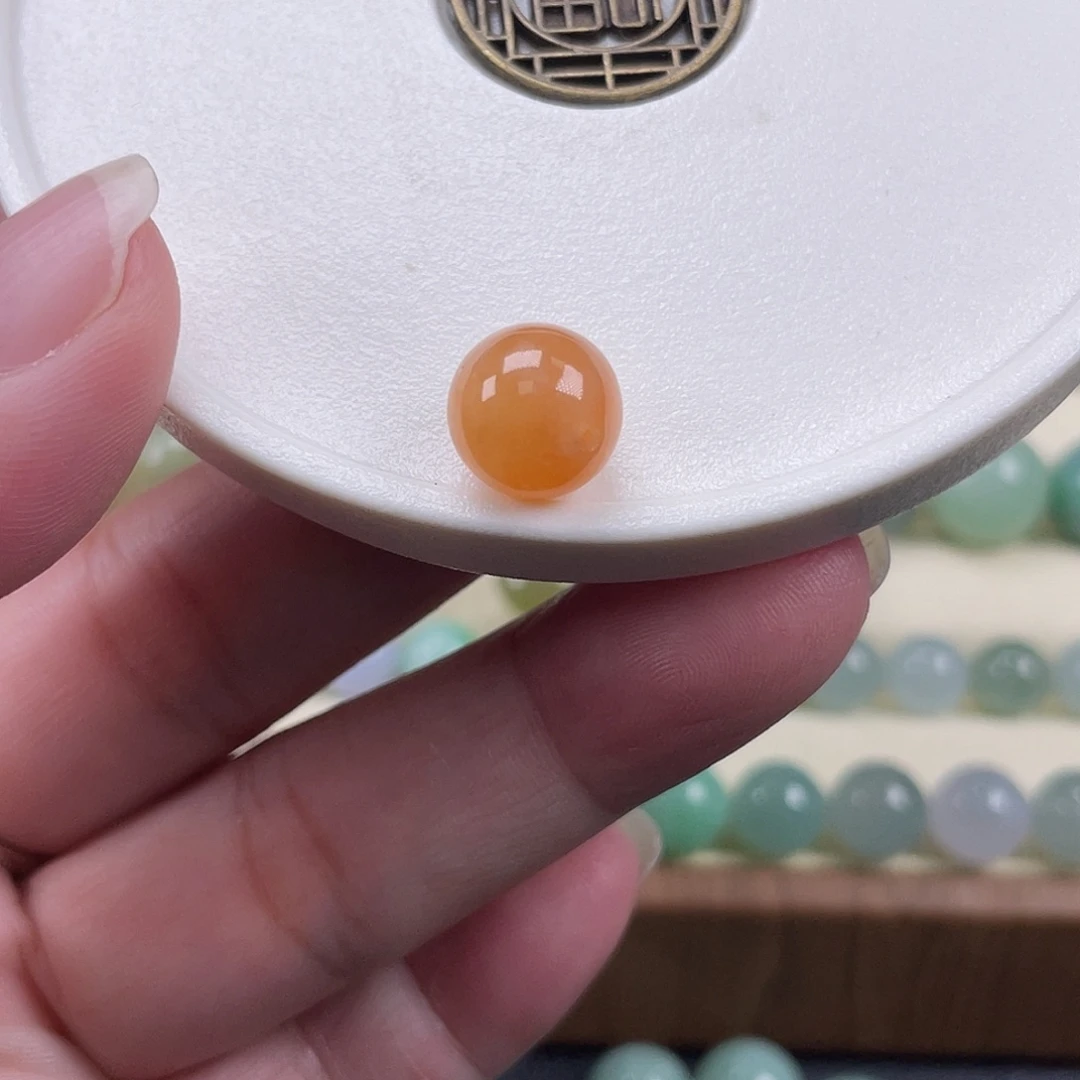 翡翠散珠天然翡翠a货橘红色卡9.6