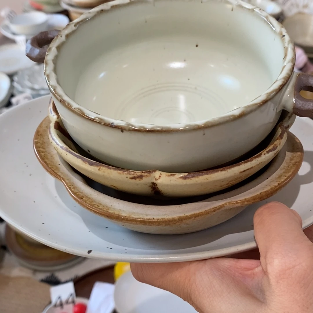 今囍陶器粗陶餐具4件