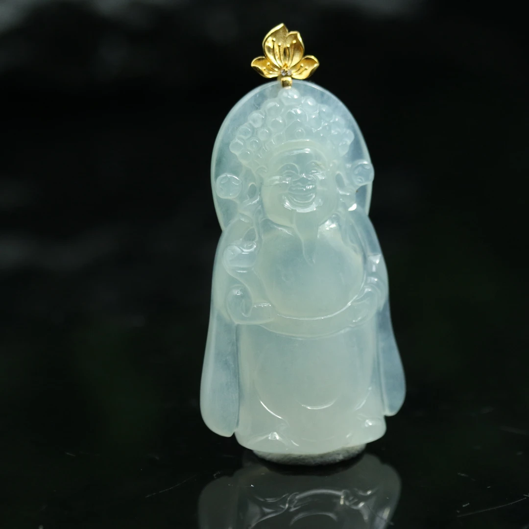 FC34天然缅甸翡翠A货18k冰财神/100297/保利厦门拍卖