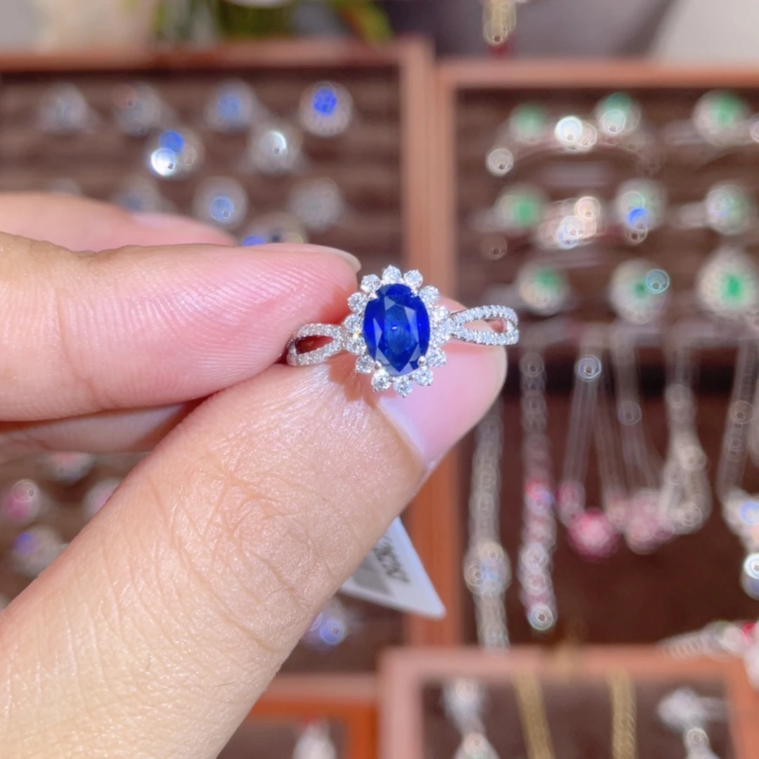 蓝宝石戒指18K金镶嵌1.07ct 皇家蓝