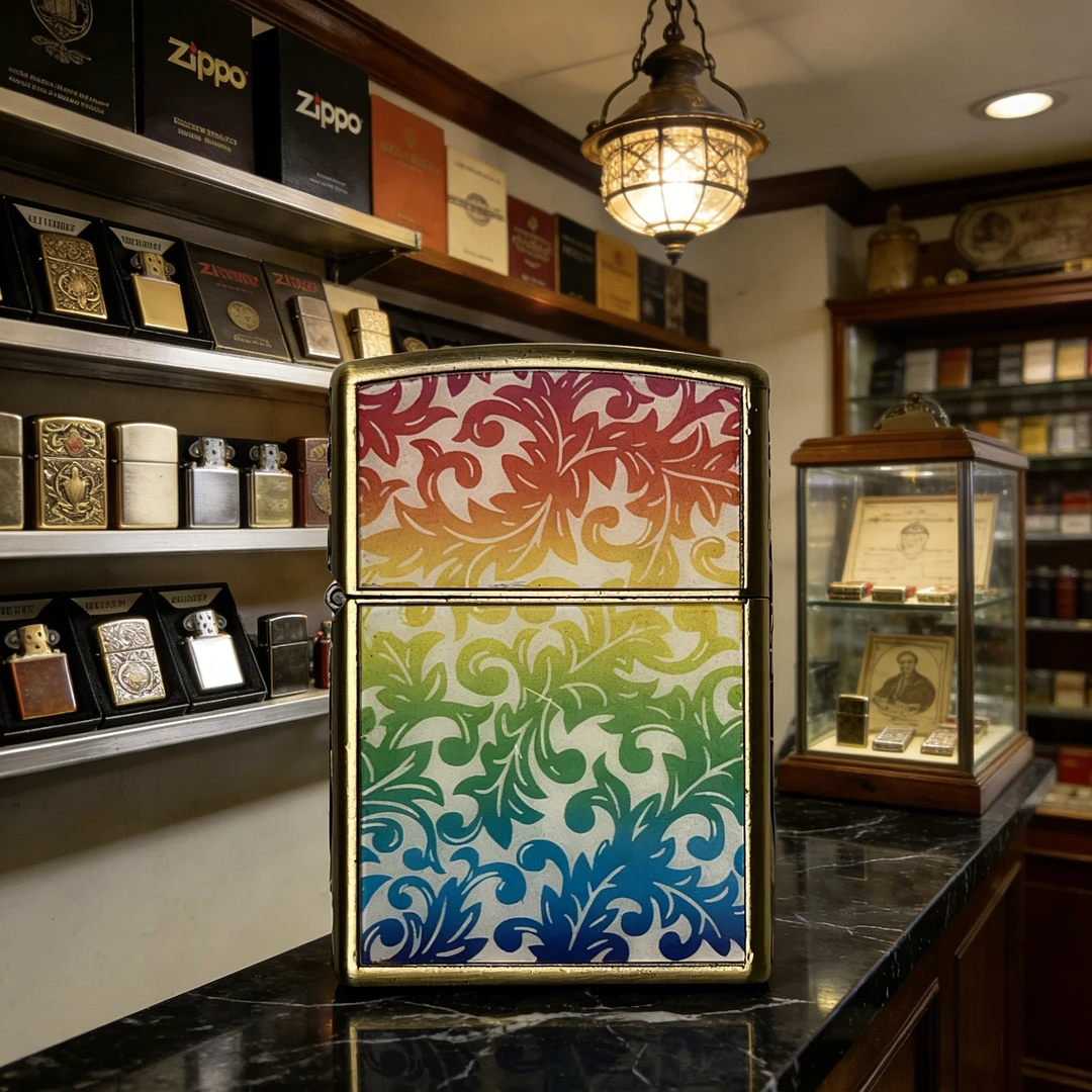 夜光雕刻彩虹唐草花防风打火机（不含油裸机）