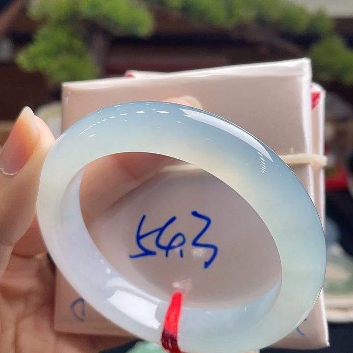 翡翠未镶嵌手镯10号 54+正圈 半山水天空蓝