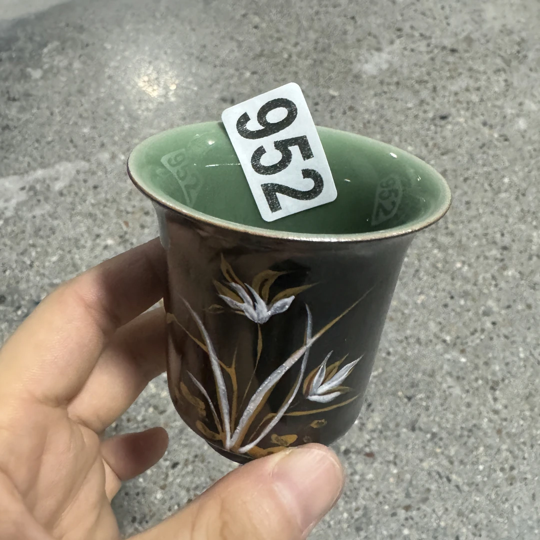 【北鱼专属】手工952乌金梅子青手绘闻香杯