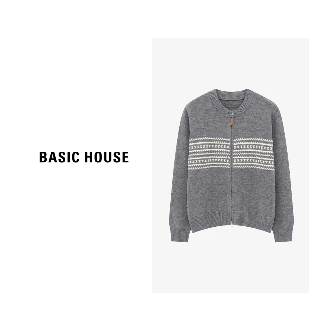 Basic House/百家好秋冬新款撞色气质通勤慵懒女毛衣-B06245A2542