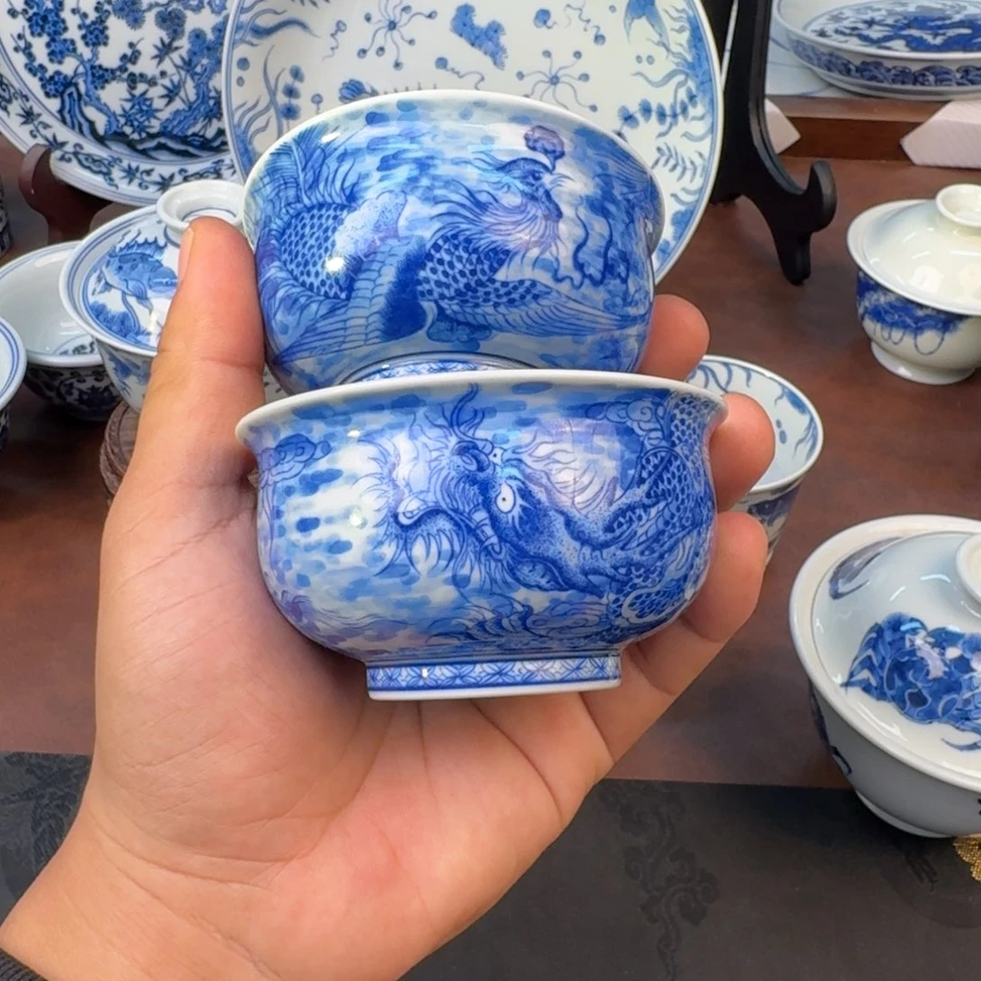 摆件龙凤对杯卢氏杯