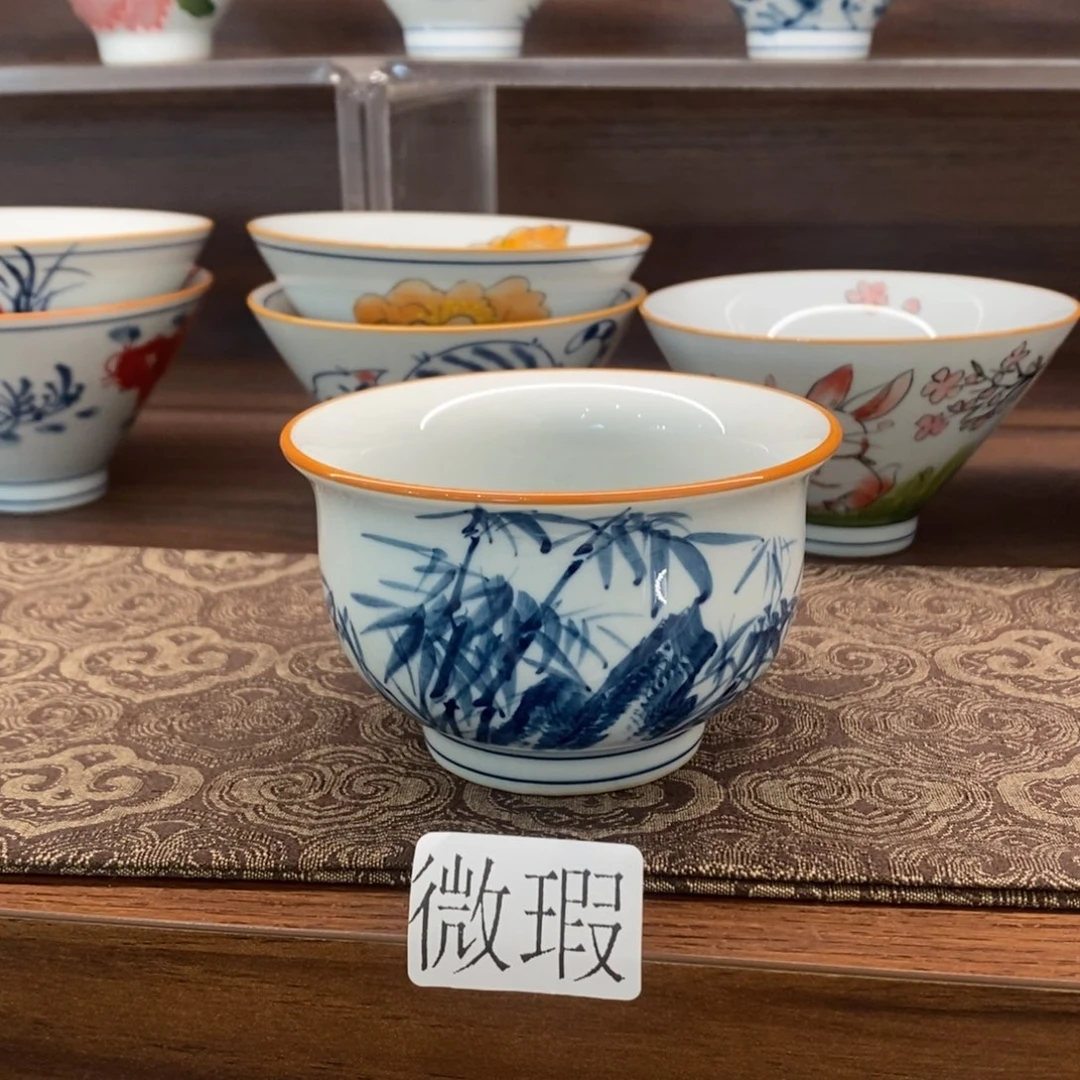 釉下手绘茶具微瑕手工绘制