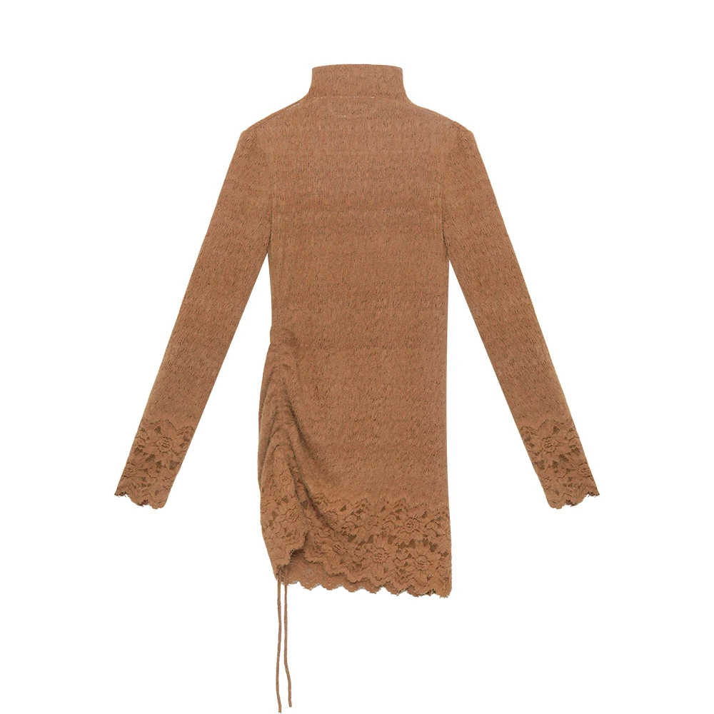 【马里梦境】女毛针织衫高领显瘦毛衣设计师半高领蕾丝