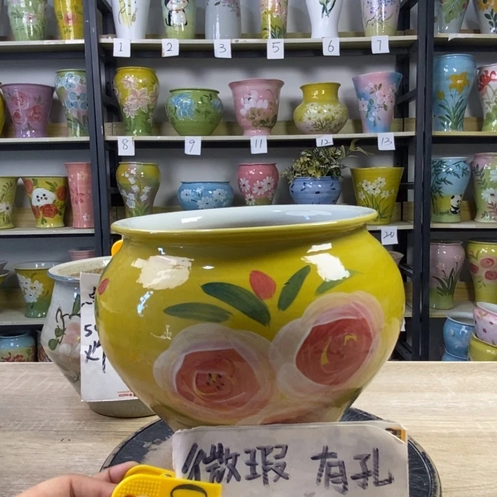 景德镇手工手绘高温陶瓷花盆