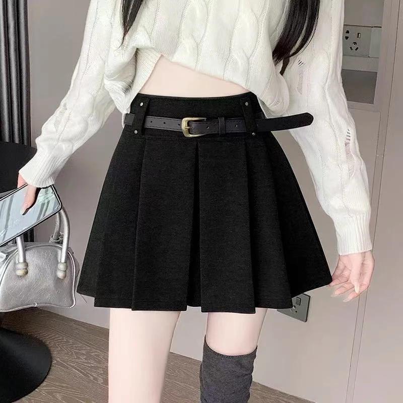 学院风2025新款半身裙百搭显瘦百褶裙女春秋防走光高腰A字短裙子