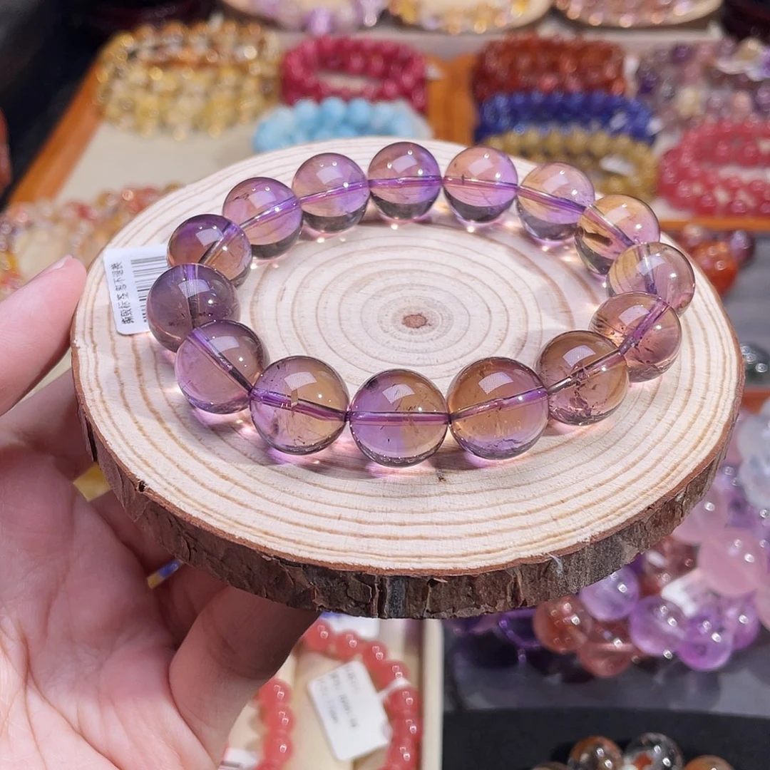 水晶未镶嵌手链半盆紫黄晶14.5