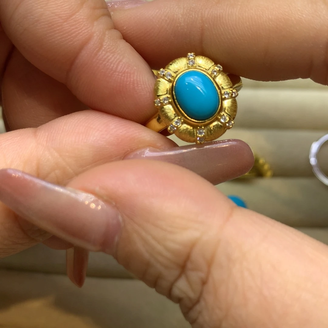 银S925镶嵌绿松石戒指