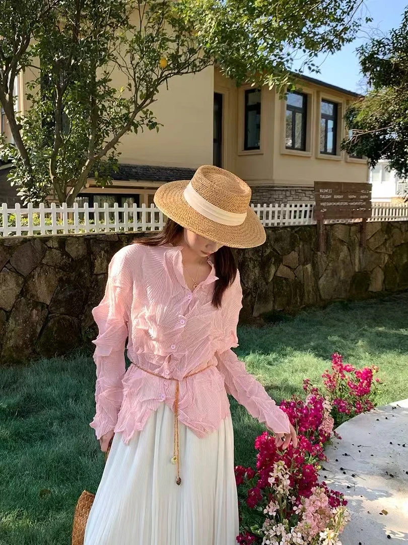 高定褶皱初秋薄款休闲时尚气质百搭开衫外套