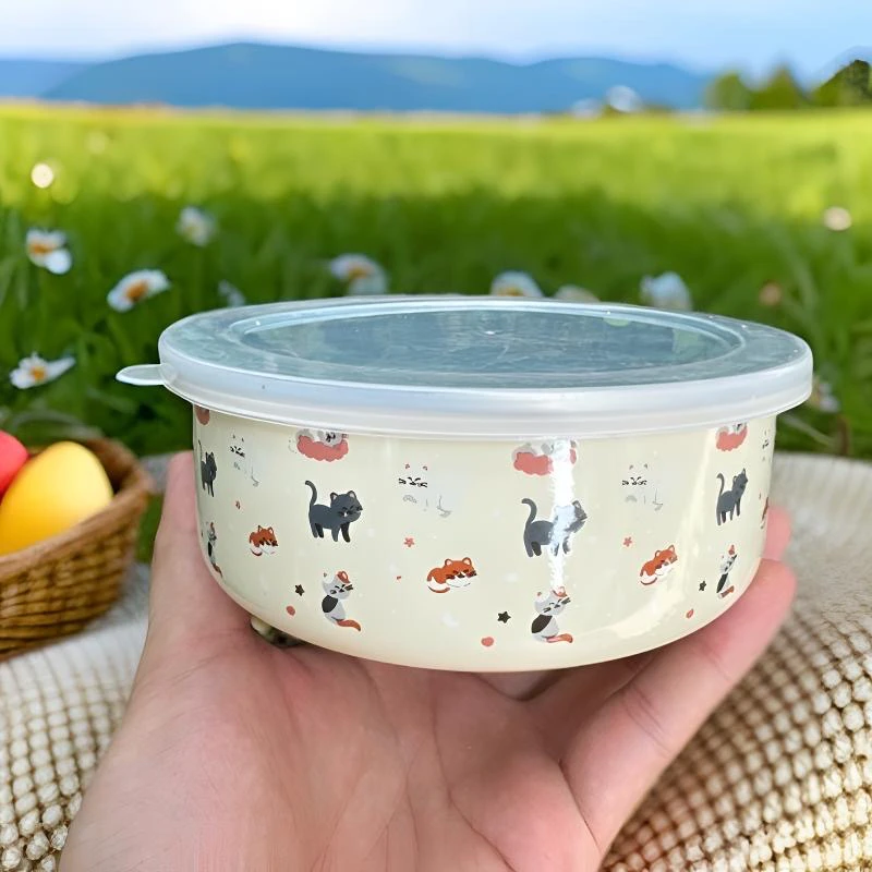 加厚珐琅搪瓷带盖保鲜碗可用于搪瓷碗搪瓷保鲜碗带盖子搪瓷碗加厚