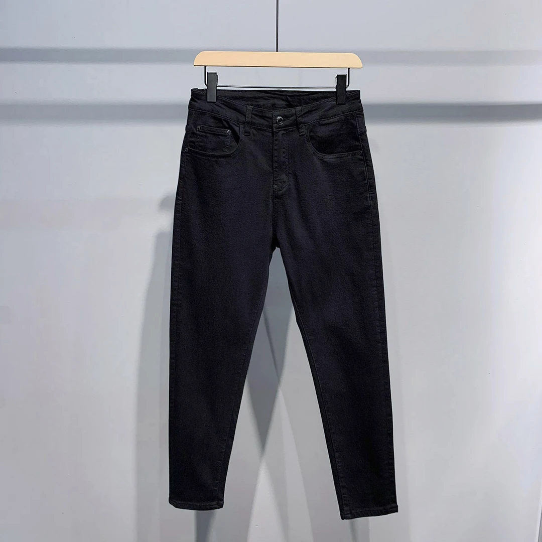 黑色牛仔裤男修身小脚高弹防褪色水洗韩版潮流百搭显瘦长裤