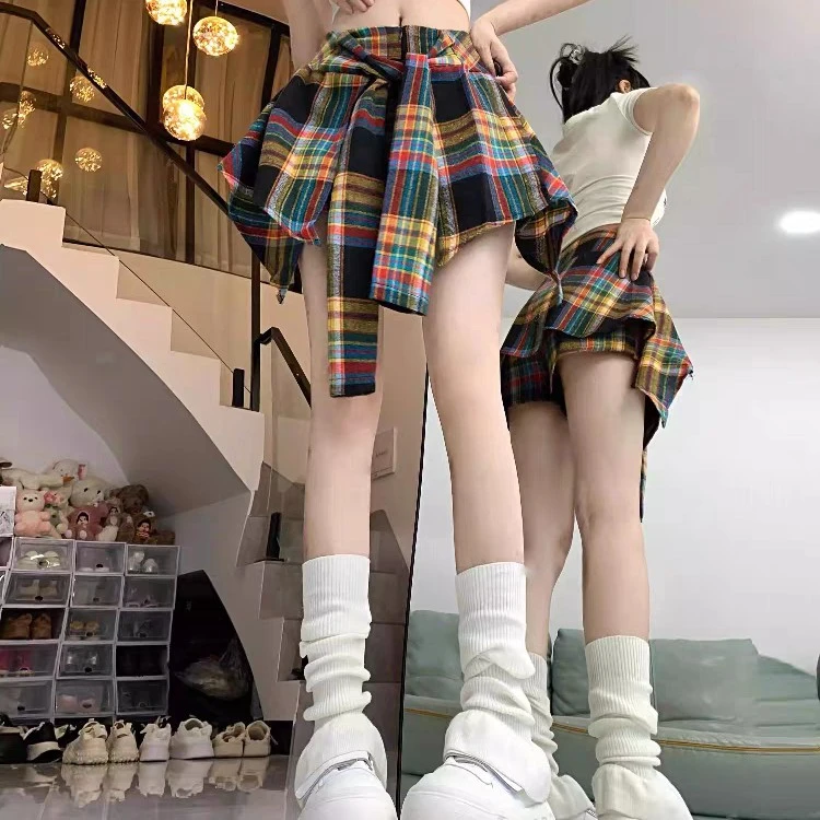 【反骨ZAl】辣妹不规则格纹半身裙＃06302