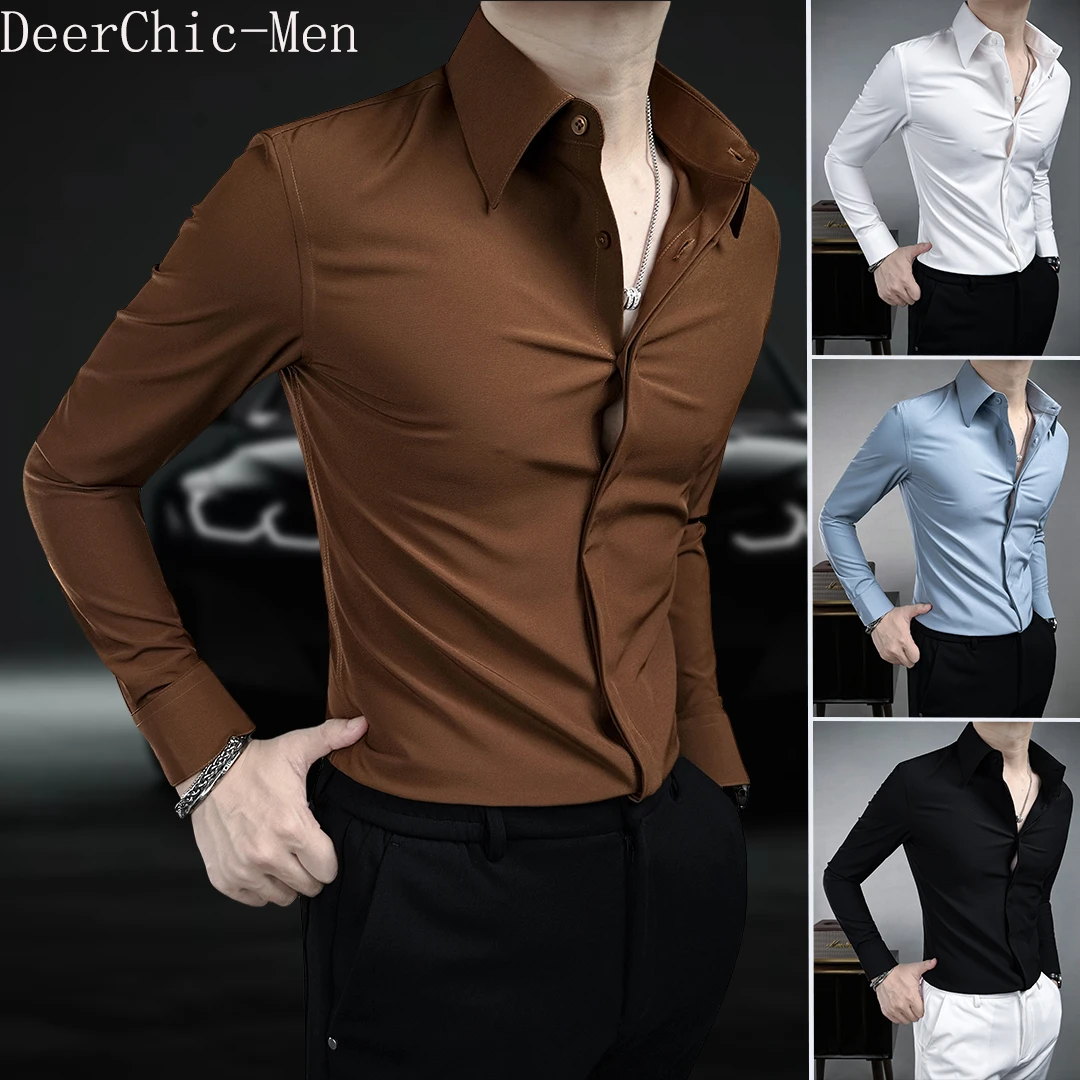 纯色百搭衬衫男款长袖休闲职场通勤男士衬衣秋装男款2025新款爆款