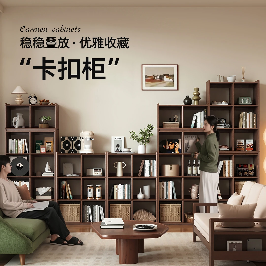 实木书架落地置物架书房客厅收纳架简易书柜储物架展示架