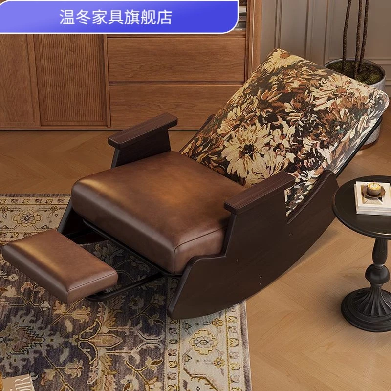 实木摇摇椅复古躺椅阳台单人沙发椅家用客厅休闲椅可睡可躺椅新款