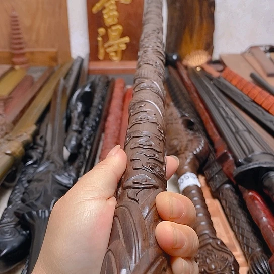 黑檀木木80长盘龙棍