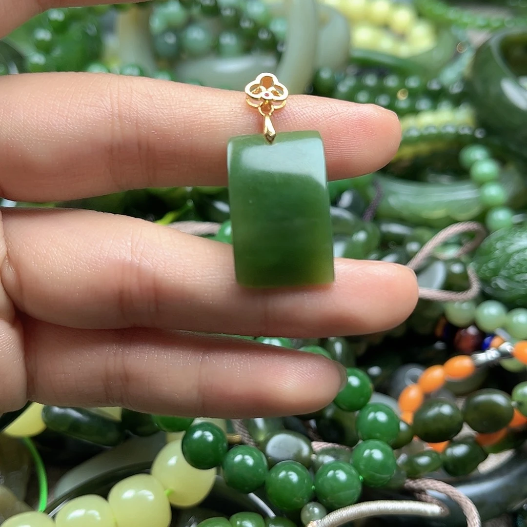 和田玉（碧玉）银S925镶嵌颈饰